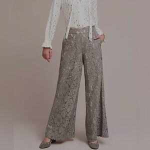 Anthropologie Feather Bone Lace Wide Leg Pants